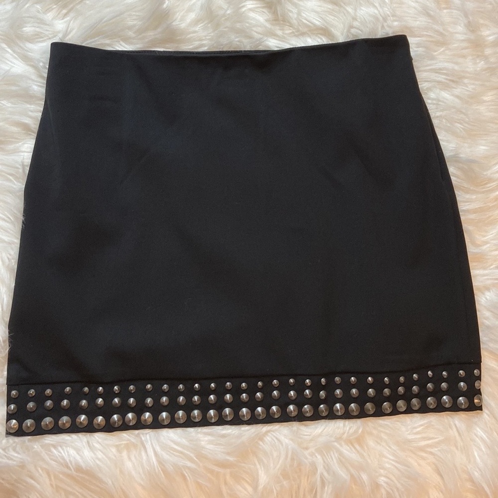 NWT Anthropologie What Goes Around Comes Around Black Studded Mini Skirt…